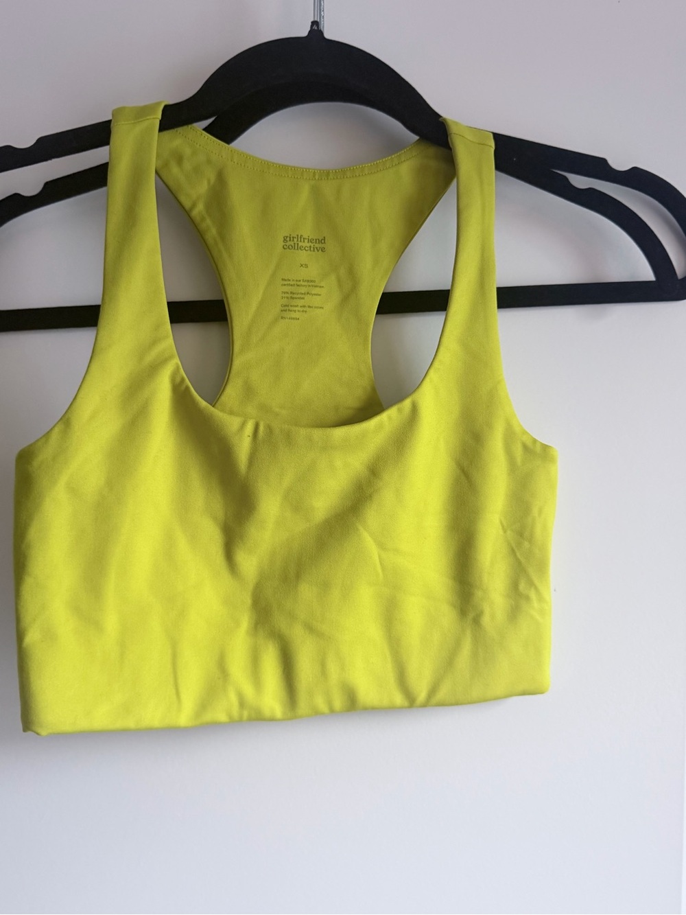 girlfriend collective Neon Yellow Green Crop Sports Bra